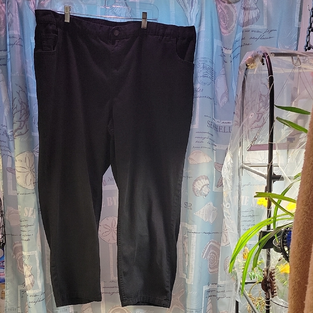 Woman Within 28W Petite Black Lightweight Jeans W/ Stretchy Waist • Plus Size